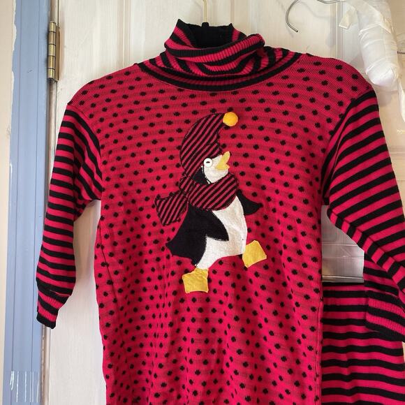 Vintage Bull Frog USA Made Girl Outfit Set Sweater & Pants Sz 6 Black Pink Strip - Picture 3 of 7